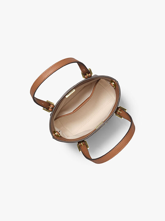 michael kors quinn extra small signature logo and leather convertible tote bag