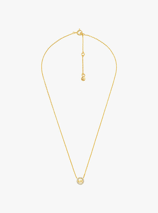 Gold Plated Sterling Silver Pavé Logo Necklace/Earring Set michael kors gold plated sterling silver pav logo necklace earring set