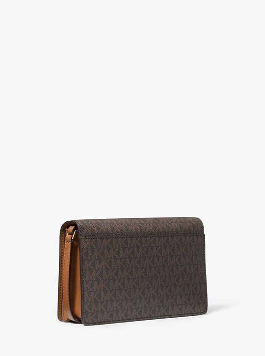 michael kors jet set medium signature logo front flap crossbody bag