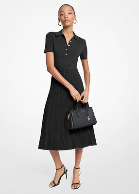 michael kors ribbed stretch knit polo midi dress