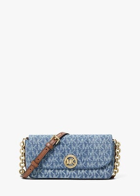 michael kors حقيبة كروسبودي نوليتا جاكار صغيرة من قماش الدنيم