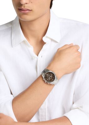 michael kors oversized lexington silver tone watch