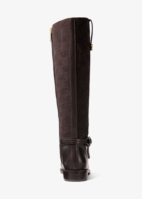michael kors beverly quited suede and leather riding boot