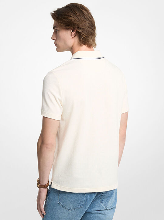 michael kors textured stretch cotton zip up polo shirt