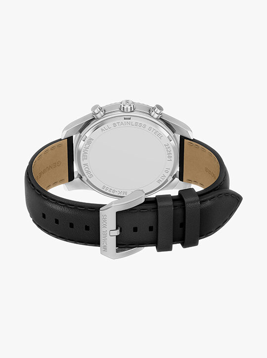 michael kors lexington chronograph black leather watch