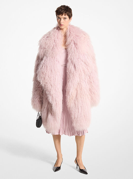 michael kors mongolian shearling clutch coat