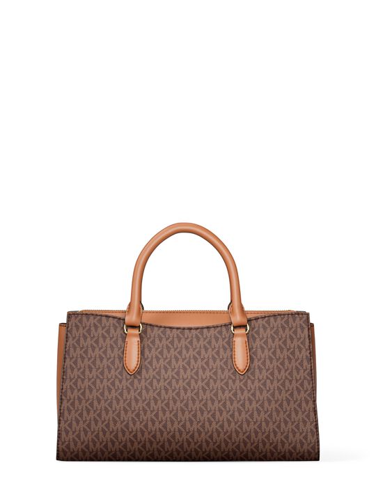 michael kors arden medium signature logo top zip satchel