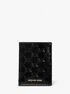 michael kors bedford travel medium logo embossed patent passport wallet