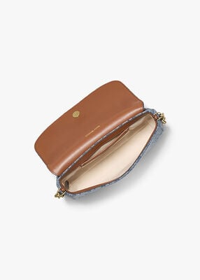 michael kors حقيبة كروسبودي نوليتا جاكار صغيرة من قماش الدنيم