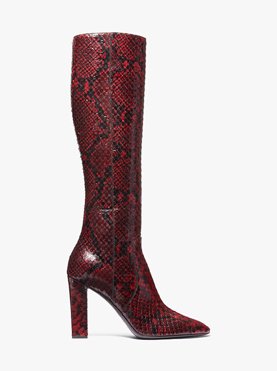 michael kors carly python embossed leather boot