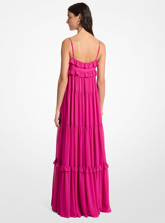 Ruffled Georgette Tiered Maxi Dress, ROSEWATER | Michael Kors KSA