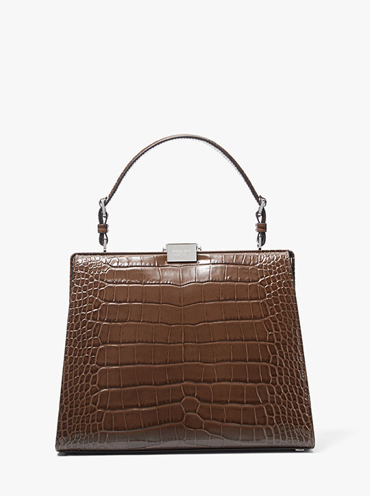 michael kors simone crocodile embossed leather satchel