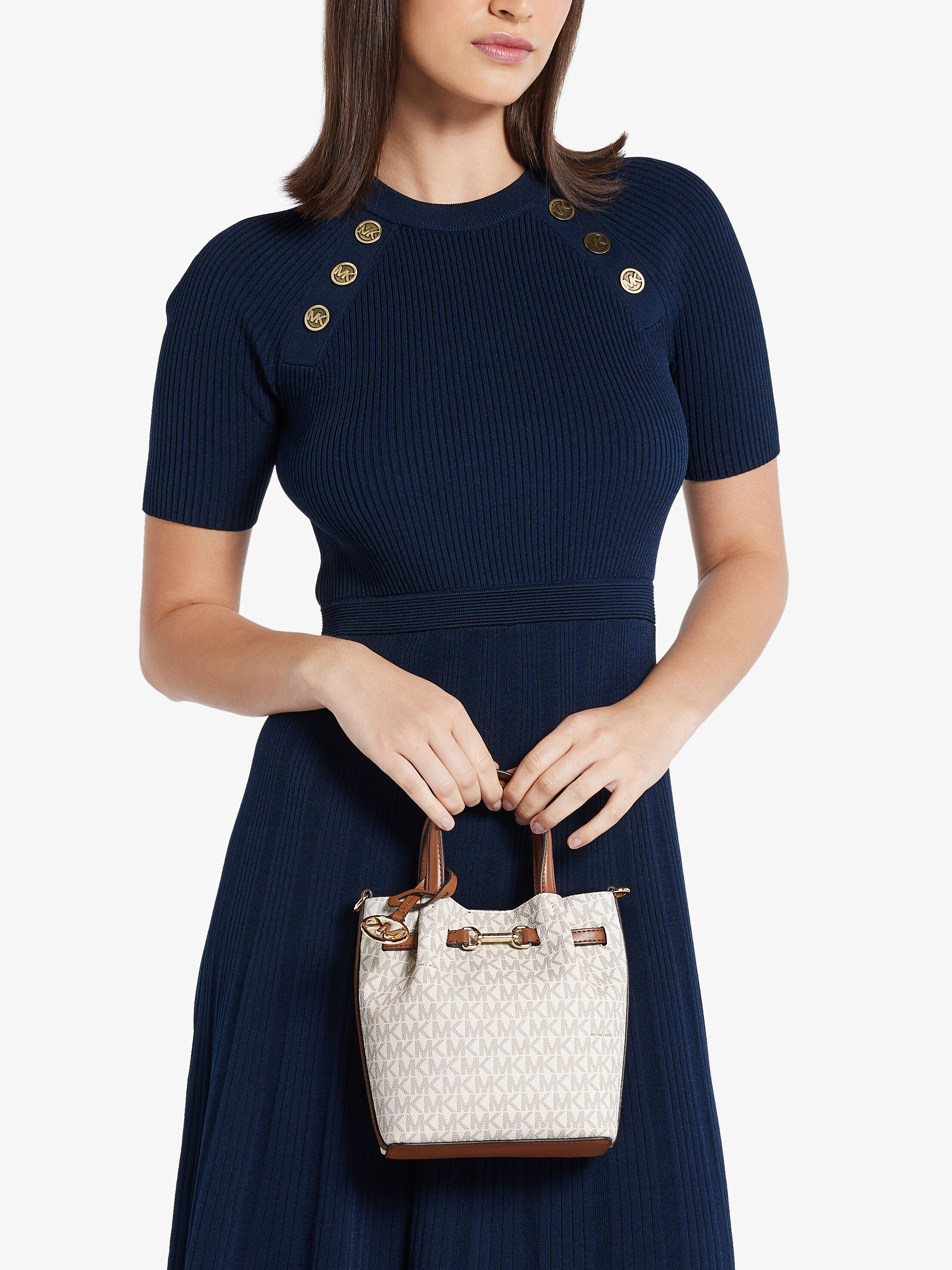 Carson Small Signature Logo Crossbody Bag, VANILLA | Michael Kors KSA