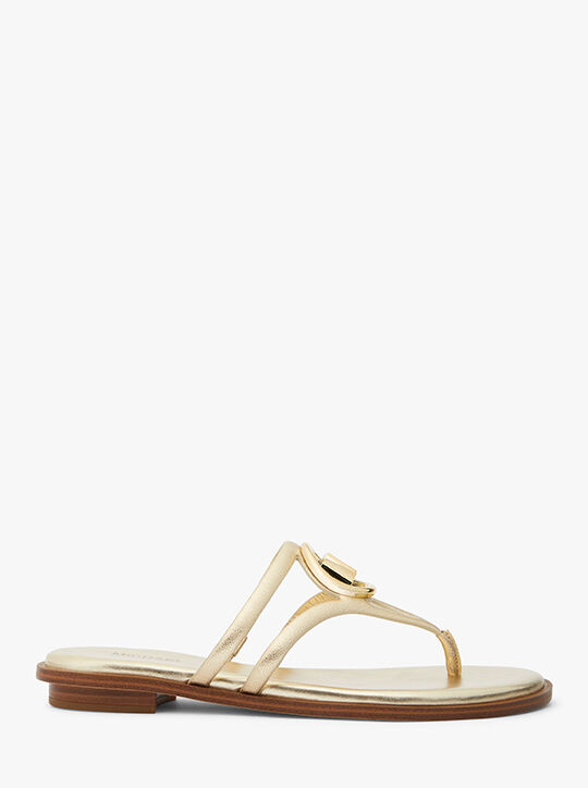 michael kors hampton metallic leather sandal