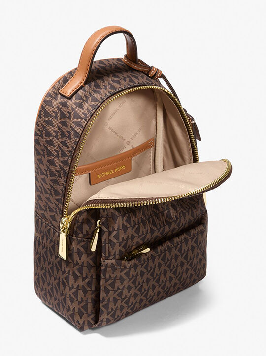 michael kors sable extra small signature logo woven backpack