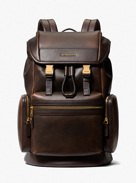 michael kors hudson burnished leather backpack