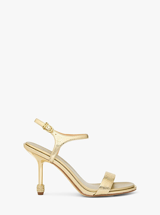 Ivy Crackled Metallic Leather Sandal michael kors ivy crackled metallic leather sandal
