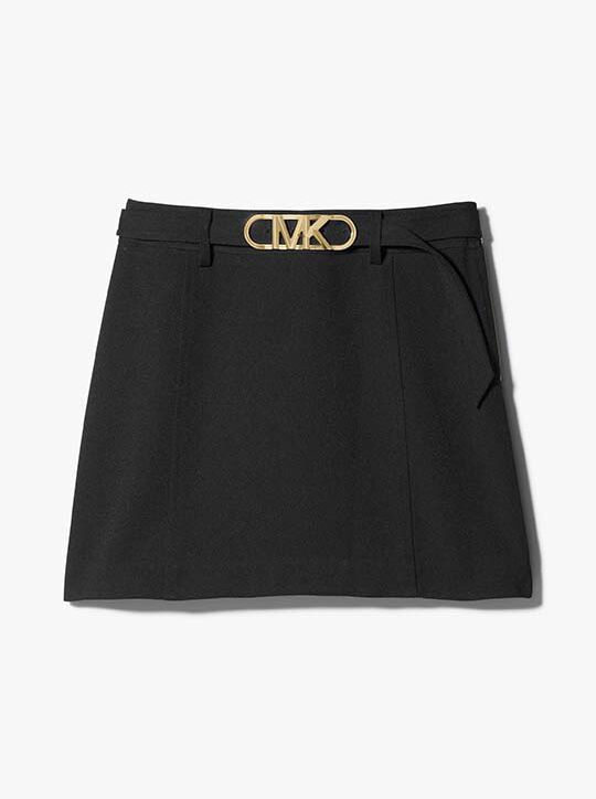 michael kors stretch crepe belted mini skirt