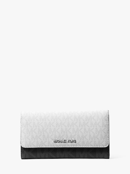 michael kors jet set travel signature logo tri fold wallet
