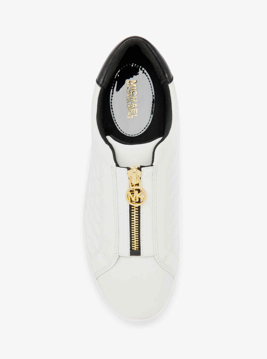 Keaton Logo Embossed Leather Zip-Up Sneaker michael kors keaton logo embossed leather zip up sneaker