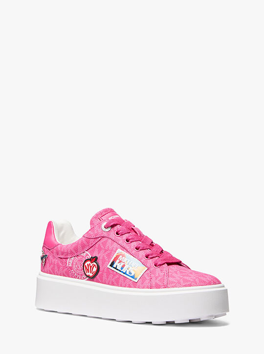 michael kors romey embellished signature logo platform sneaker
