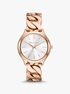 michael kors slim runway rose gold tone curb link watch