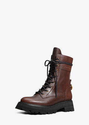 michael kors caleb burnished leather combat boot