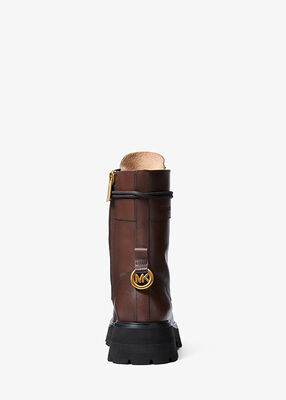 michael kors caleb burnished leather combat boot