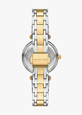 michael kors laney three hand two tone stainless steel watch set