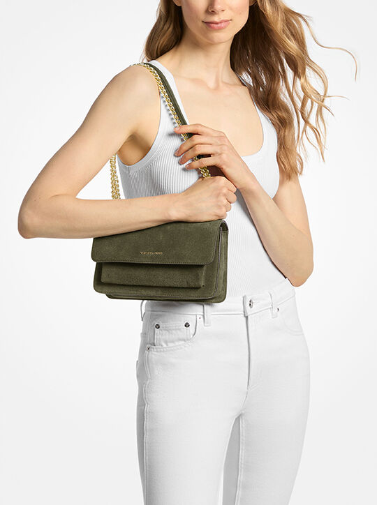 michael kors حقيبة كتف كبيرة من جلد الغزال كلير