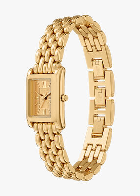 michael kors essex three hand gold tone stainless steel watch