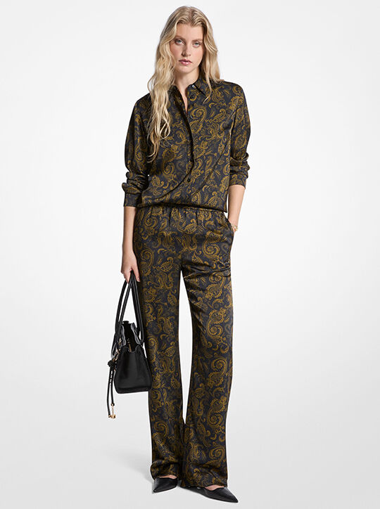 michael kors paisley print satin pajama pants