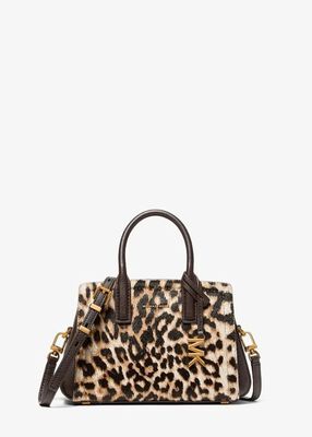 michael kors laila small leopard print calf hair satchel