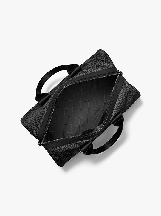 michael kors brooklyn large printed signature logo duffel bag