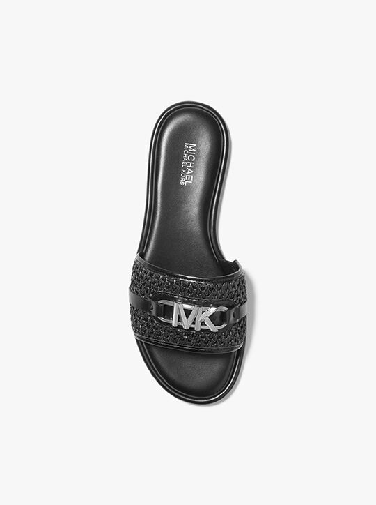 michael kors ember embellished straw slide sandal
