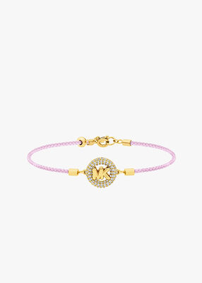 michael kors pav  gold tone logo corded bracelet