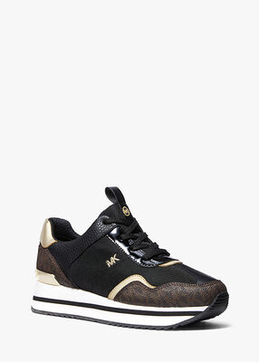 michael kors raina mixed media platform trainer