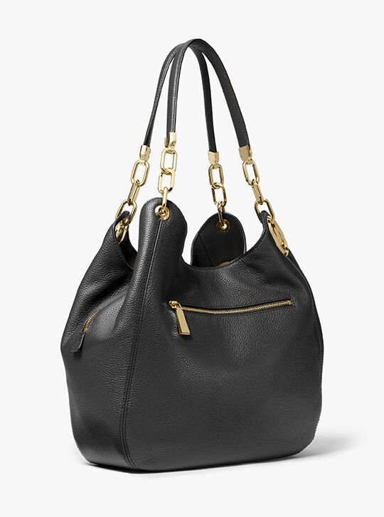 Lillie Large Pebbled Leather Shoulder Bag, BLACK | Michael Kors KSA